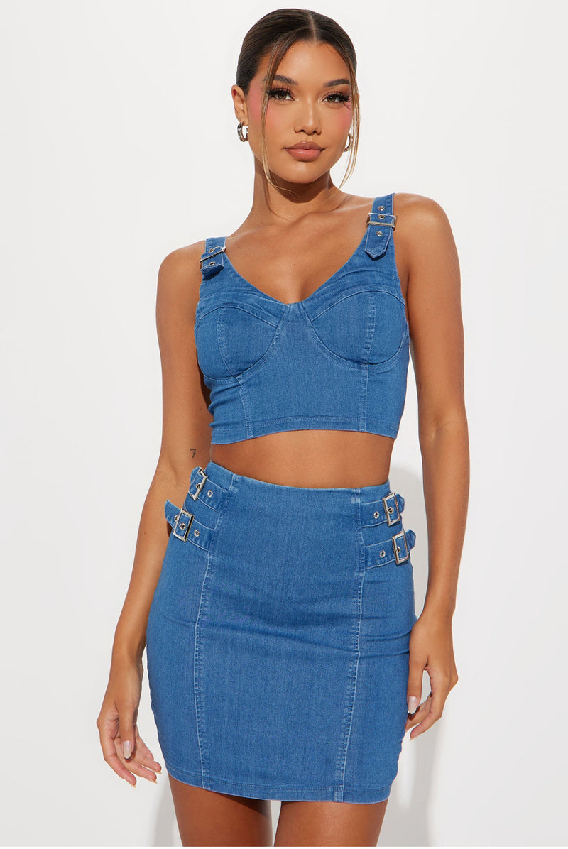 Maya Denim Skirt Set