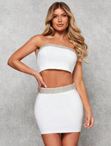 BAE Pearls Beaded Tube Top & Bodycon Skirt