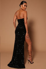 Jennifer Feather Sequin Embellished Maxi Dress