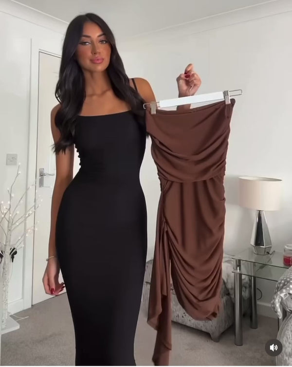 Ruched Side Draped Bodycon Tube Dress